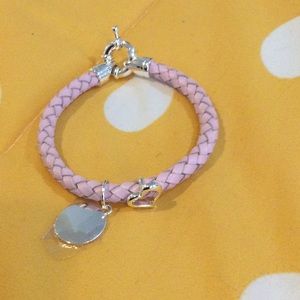 New pink leather charm bracelet